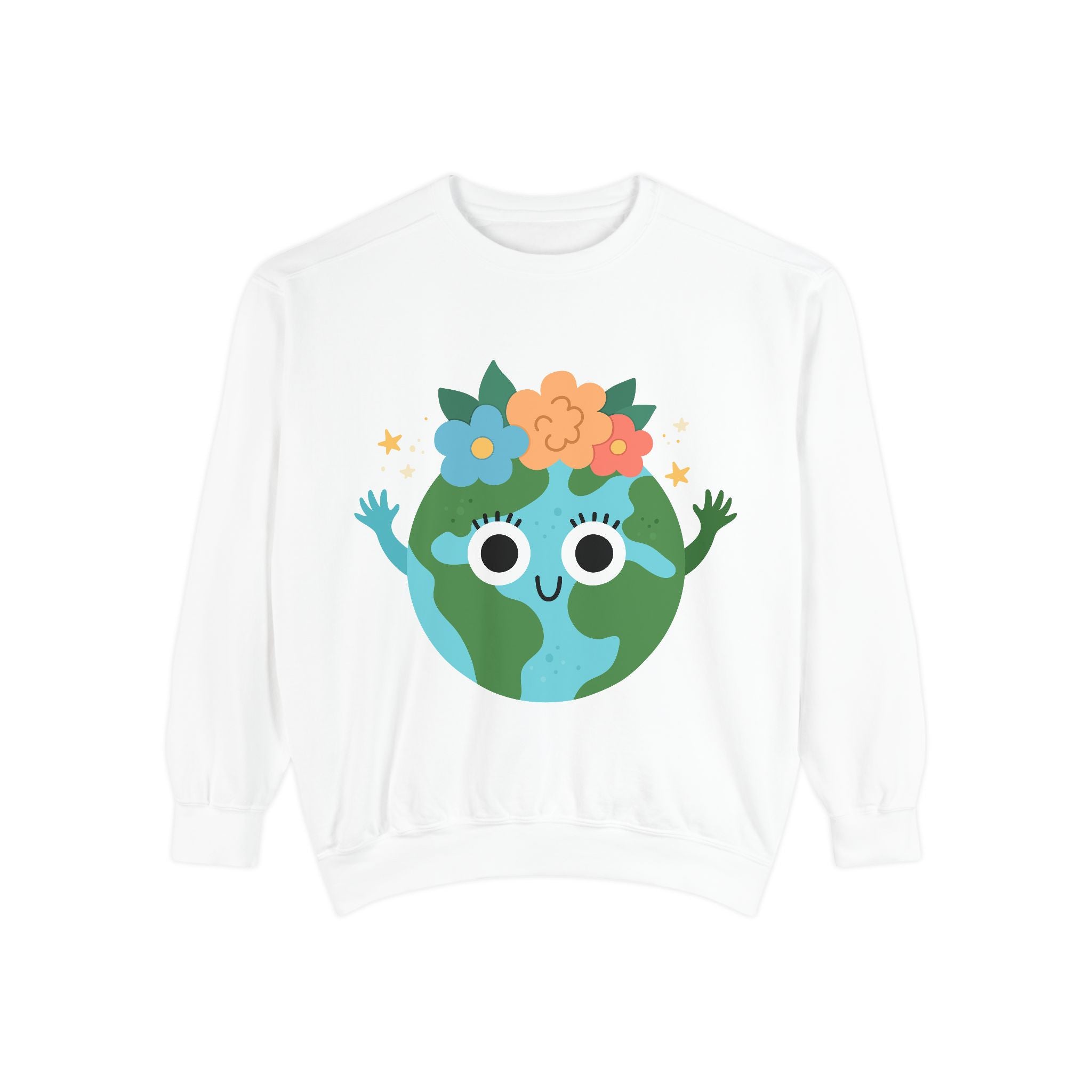 Eco-Friendly Earth Sweatshirt, Cute Planet Design Sweatshirt, Nature Lover Gift, Sustainable Fashion, Earth Day Apparel, Unisex Casual Wear