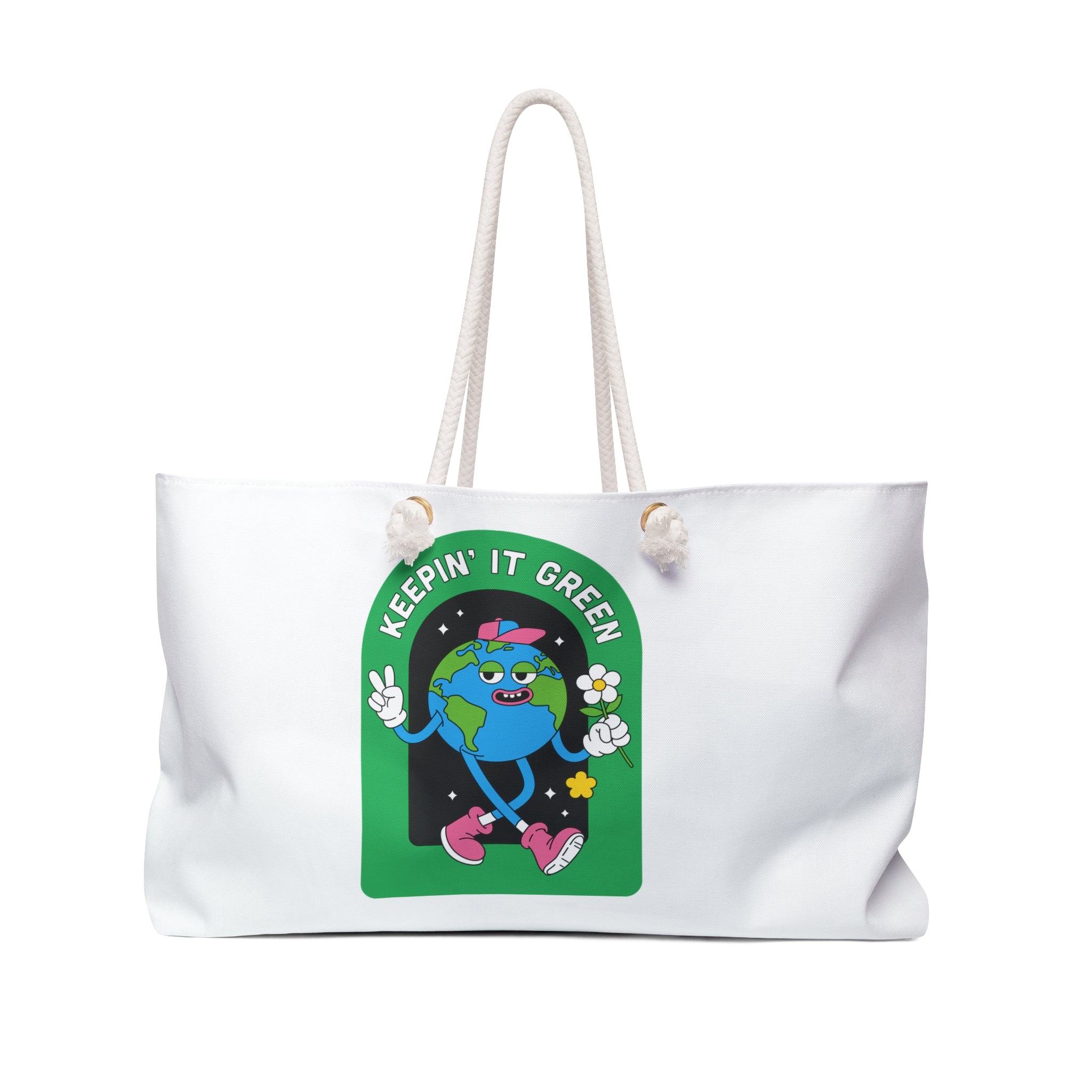 Eco-Friendly Weekender Bag - Keepin' It Green, Travel Tote, Sustainable Bag, Vacation Essentials, Beach Day