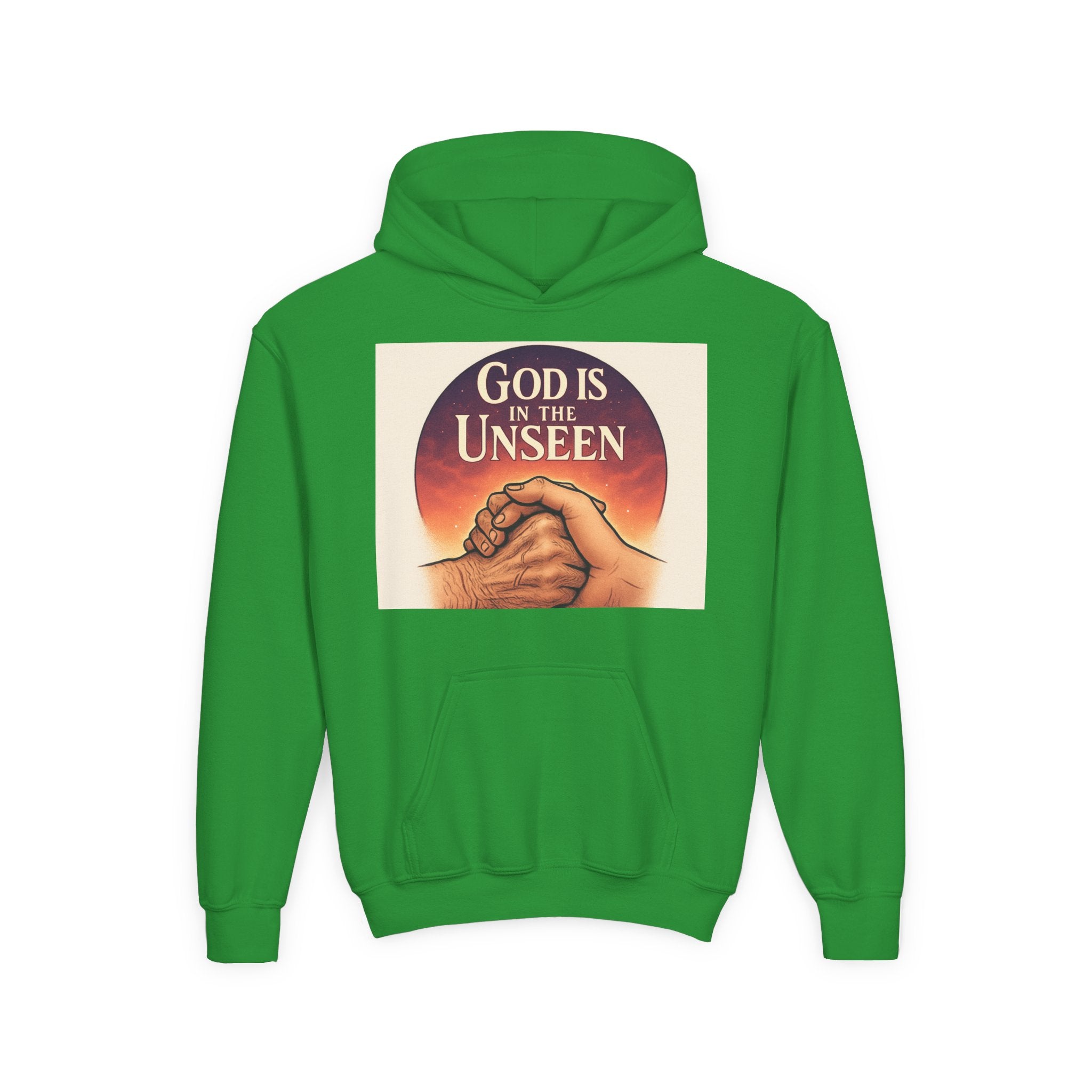 Inspirational Youth Hoodie with 'God is in the Unseen' Design, Faith Apparel, Religious Gift, Cozy Sweatshirt, Perfect for Church Events